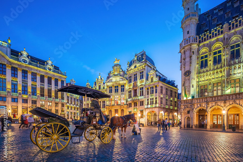 Grand Place in old town Brussels, Belgium city skyline
