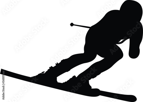 dynamic athlete skier in alpine skiing downhill
