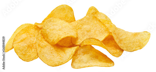 Delicious potato chips cut out