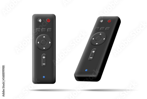 3d black modern control panel for TV and other electrical devices. Technological remote control.