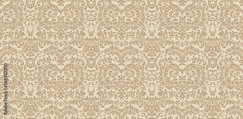 Damask seamless floral pattern. Shabby ornament and background in vector. Ornate Lace Fabric