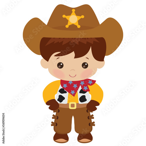 Cute cowboy vector cartoon illustration