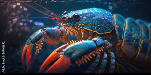 Blue Lobster, Animal Portrait, Generative AI