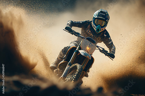 Stylish Motocross Stunt Bike in Action with Rider Performing Aerial Tricks. Generative AI.