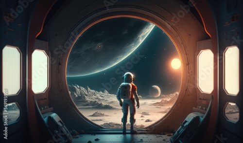 astronaut standing in a portal made with generative ia