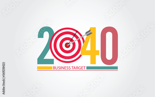 2040 New Year numbers with business target colorful banner. 