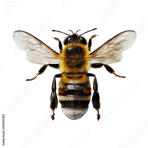 honey bee topview isolated on transparent background cutout