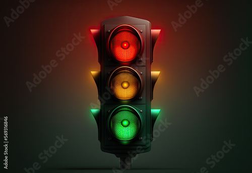 traffic light on clean background created with Generative AI technology