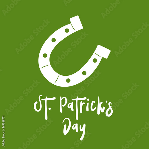 St. Patrick's Day. Lettering and horseshoe. Cartoon. Vector illustration