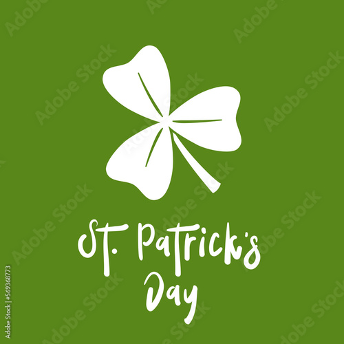 St. Patrick's Day lettering and clover. Greeting card concept. Vector illustration