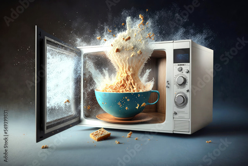 Food explodes in microwave. Generative AI