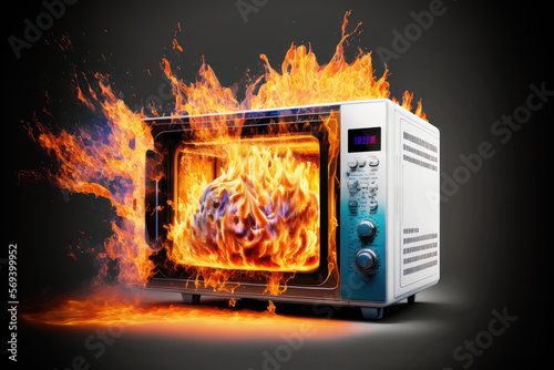 Burning Microwave. Generative AI