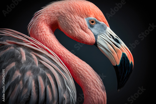 A closeup of a majestic flamingo, Phoenicopteridae family - Generative AI