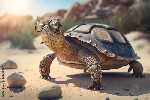 Portrait d'une tortue en vacances à la mer » IA générative