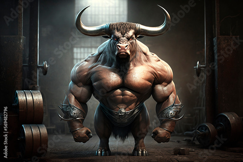 Buffalo bodybuilder. AI generation