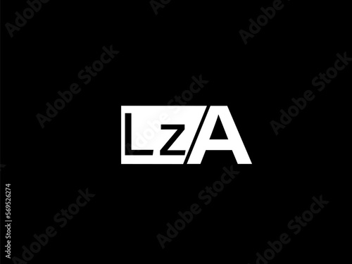 LZA Logo and Graphics design vector art, Icons isolated on black background