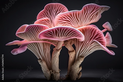 Edible pink oyster mushrooms generative ai