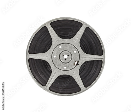 Vintage film movie reel isolated with cut out background.