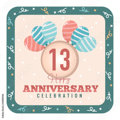 13 years anniversary logo with balloon design template vector design abstract 