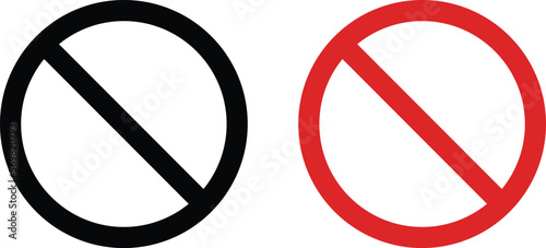 forbidden sign not allowed in red and black . ban icon symbol . stop entry sign . slash icon . prohibited mark