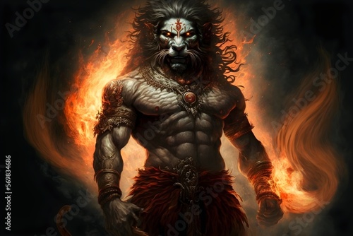 indian hindu lion god