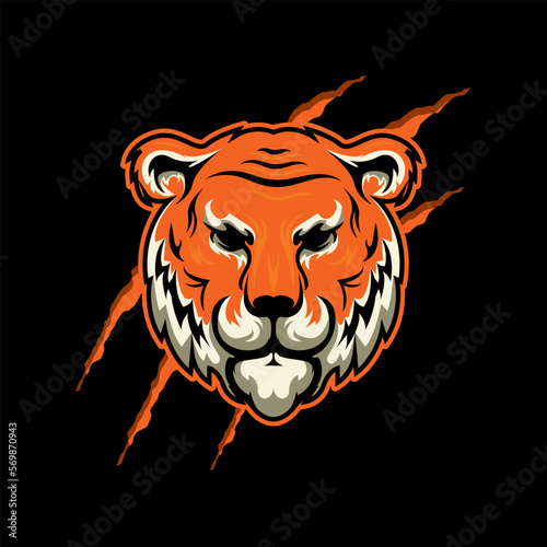 Angry Tiger Mascot, Isolated vector logo illustration