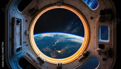 view from the window of spacestation made with generative ai