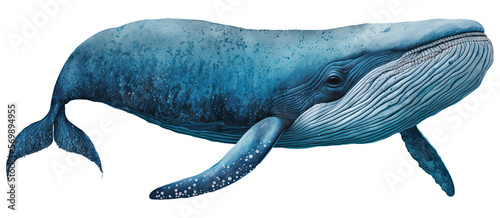 Big whale illustration. Transparent background. Isolation