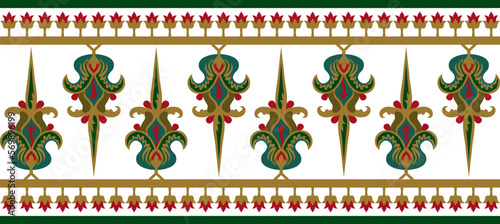 Vector colored seamless byzantine ornament. Endless Border, frame of ancient Greece and Eastern Roman Empire. Decoration of the Russian Orthodox Church..