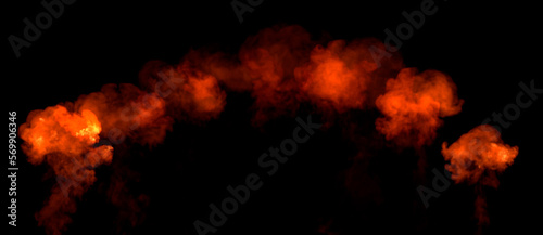 Series of powerful blasts with fire, isolated - object 3D illustration