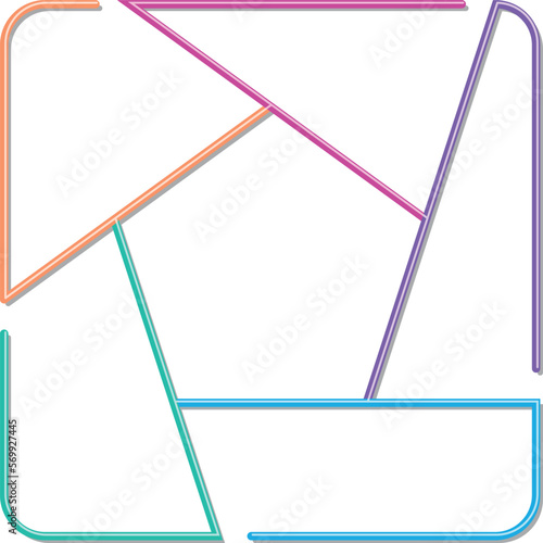 Infographic template. Color thin line pentagon shape