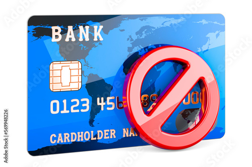 Credit Card with forbidden symbol, 3D rendering