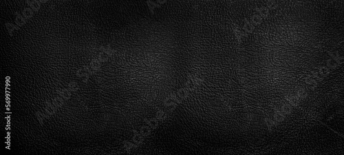 Panoramic abstract black leather texture background. illustrator basic dark background concept.