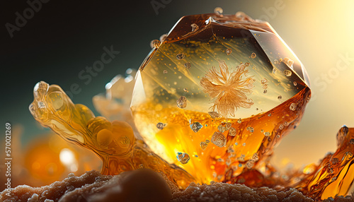 Raw Topaz crystal. Mineral photography created with Generative AI