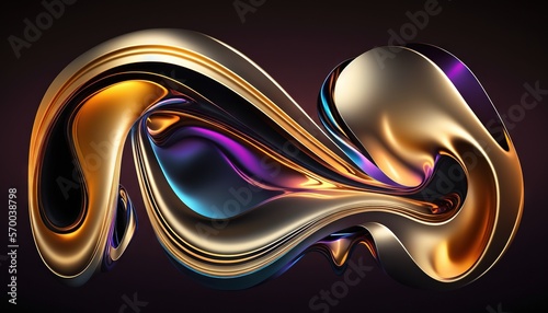  a very colorful abstract design on a black background with a gold and purple swirl on the bottom of the letter m in the center of the image. generative ai
