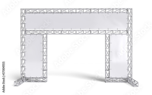 Outdoor banner with truss system in 3d render