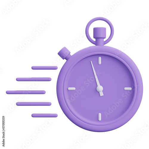 stopwatch and clock icon as fast or quick response concept. 3D rendering