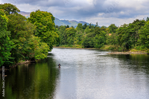 Fly fishing on the River Tay, Scotland