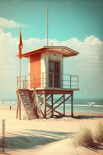 image of lifeguard cabin on the beach,generative ai