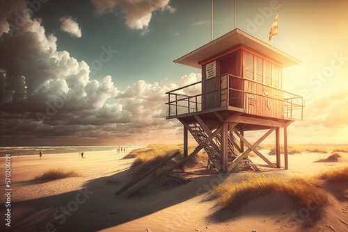 image of lifeguard cabin on the beach,generative ai