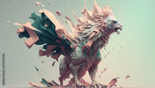 Gryphon or Griffin chimera animal abstract illustration minimalistic geometric background generative ai in pastel colors