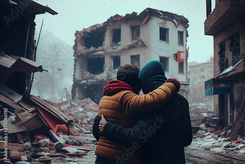 Menschen trauern nach der Erdbeben Katastrophe in der Türkei um ihre Familie und ihr zu Hause - Generative Ai
