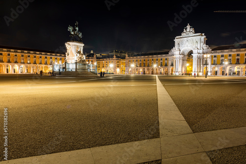 The Illuminated Terreiro do Paco: A Beautiful Night Scene in Lisbon.