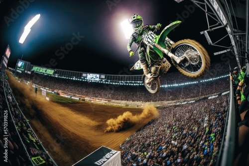 Supercross Rider on a Motorcycle Racing