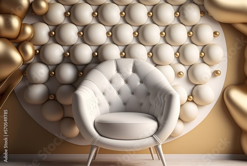 Sillon beige de lujo estilo clásico, asiento barroco de estilo moderno, creada con IA generativa