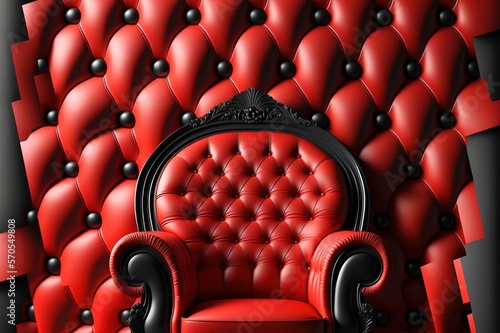 Sillon rojo de lujo estilo clásico, asiento barroco de estilo moderno, creada con IA generativa