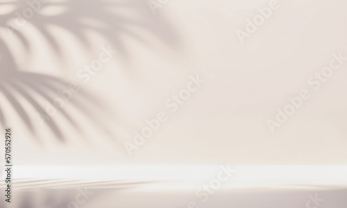 Blurred shadow from palm leaves on the pink wall. Minimal abstract background for product presentation. Spring and summer.