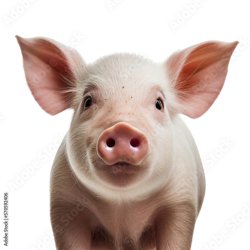 pig face shot isolated on transparent background cutout