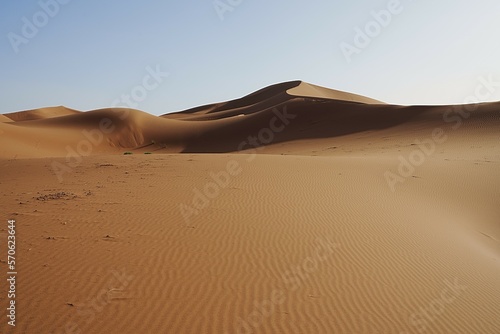 Desolate Erg Chigaga dune in Sahara desert in southeastern MOROCCO