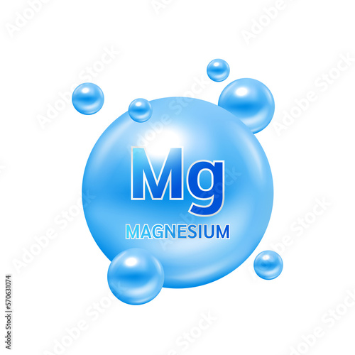 Minerals magnesium and vitamin blue color for health. Medical and dietary supplement health care concept. File PNG 3D. Used for designing advertising products.